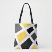 Geel grijs Zwart wit Geometrisch Tote Bag (Voorkant)