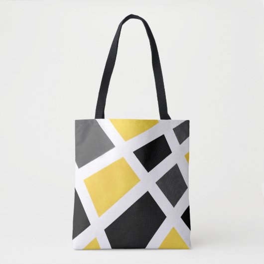 Geel grijs Zwart wit Geometrisch Tote Bag (Voorkant)
