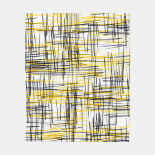 'Geel grijs zwarte kribbels' Waterverf Abstract Fleece Deken