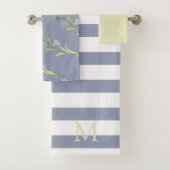 Geel & Grijsblauw Waterverf Monogram Bad Handdoek (Insitu)