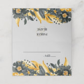 Geel + Grijze bloemen Elegant Waterverf Weddenscha Plaatskaartje (Buitenkant ongevouwen)