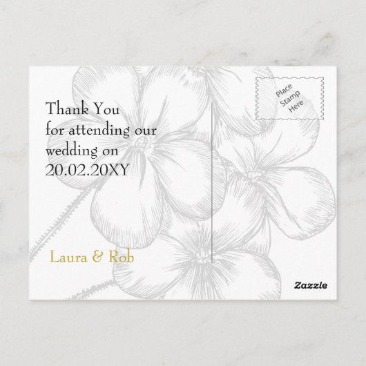 geel-grijze bloemenbruiloft Bedankt Briefkaart (Achterkant)