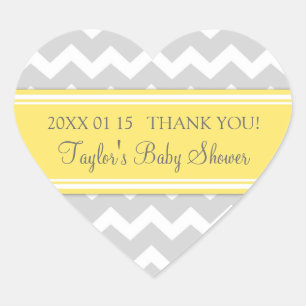 Geel grijze Chevron Baby shower voor tovenaars Hart Sticker