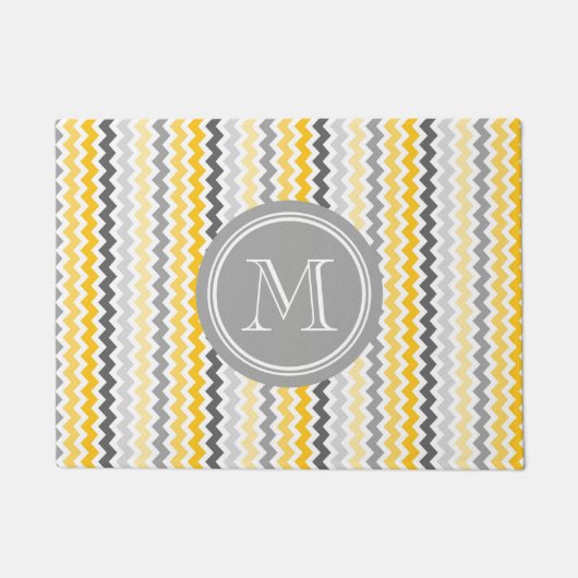 Geel grijze Chevron Gray Monogram Doormat Deurmat (Voorkant)