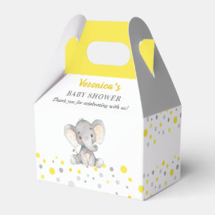Geel Grijze Olifant Stippen Neutrale Baby Shower Bedankdoosjes