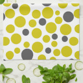 Geel grijze stippen op een witte achtergrond theedoek (Gevouwen)