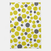 Geel grijze stippen op een witte achtergrond theedoek (Verticaal)