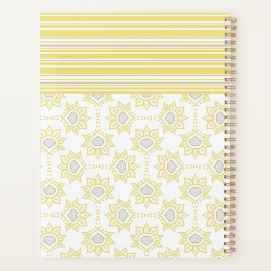Geel grijze stripes bije rendy monogram planner (Achterkant)
