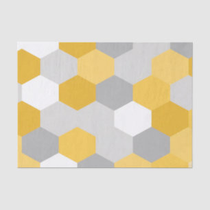 Geel Grijze Zeshoek Geometrisch Patroon Tissuepapier