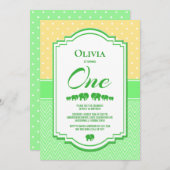 Geel Groen 1e Verjaardagsfeest Kaart (Voorkant / Achterkant)