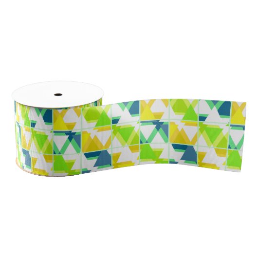 Geel groen abstract grosgrain lint (Spoel)