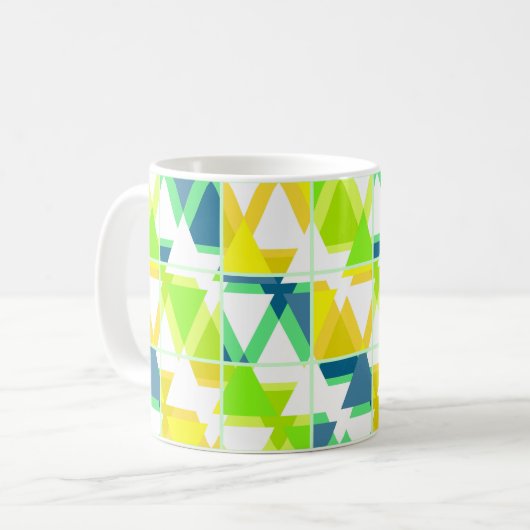 Geel groen abstract koffiemok (Voorkant links)