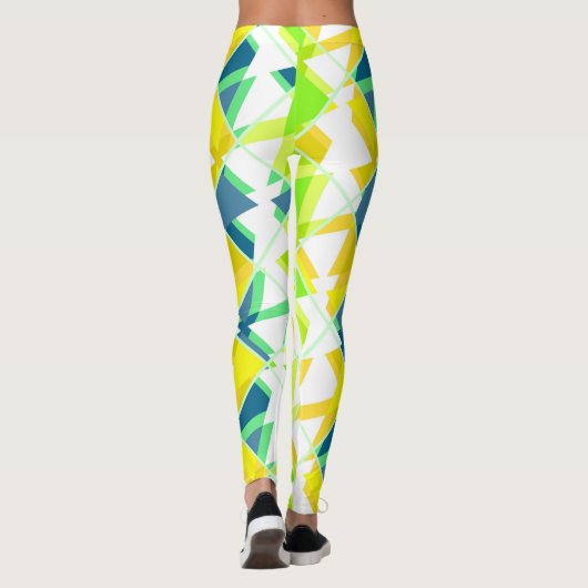 Geel groen abstract leggings (Achterkant)