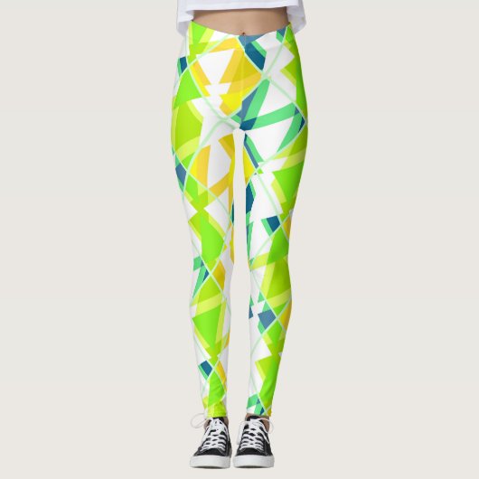 Geel groen abstract leggings (Voorkant)