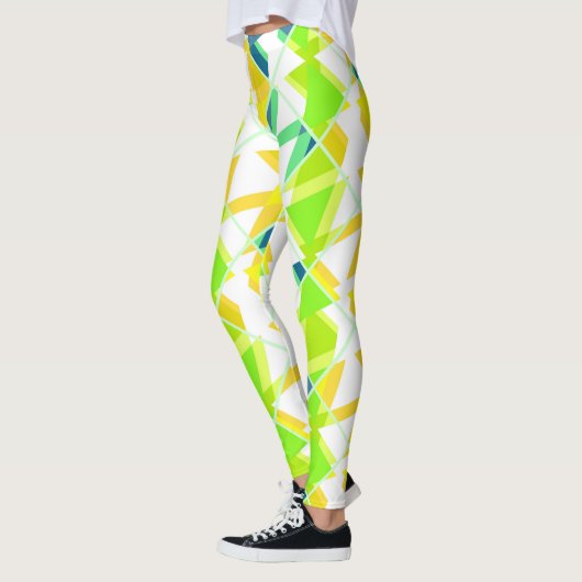 Geel groen abstract leggings (Links)