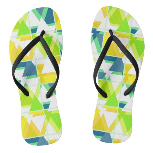 Geel groen abstract teenslippers (Voetbed)
