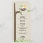 Geel Groen Baby Vogelnest | Menu baby shower (Voorkant / Achterkant)