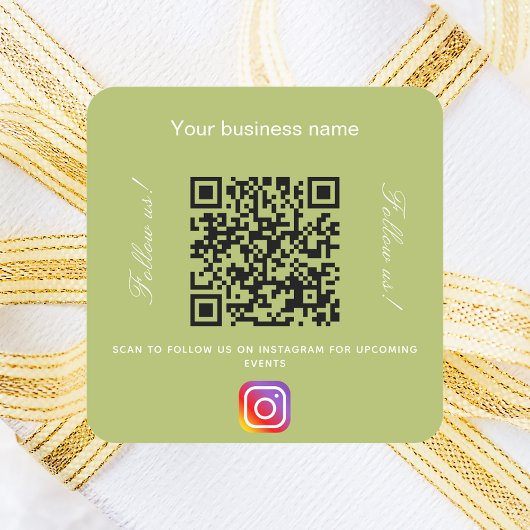 Geel groen bedrijfsnaam qr code instagram vierkante sticker