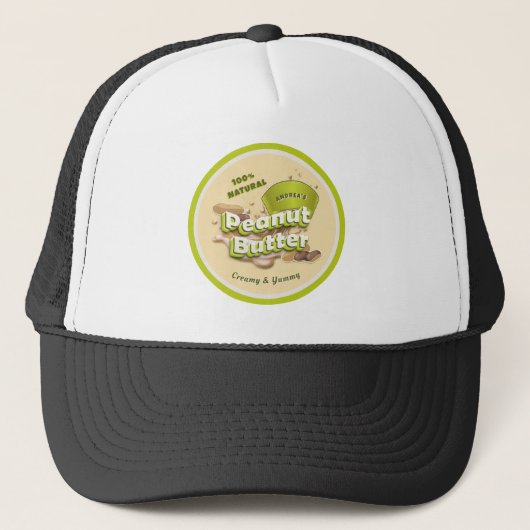 Geel Groen Beige Pindakaas Logo Promotionele Trucker Pet (Voorkant)