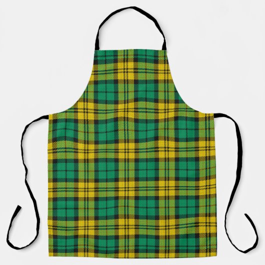 Geel Groen Blackwatch Campbell Tartan Plaid Schort (Voorkant)