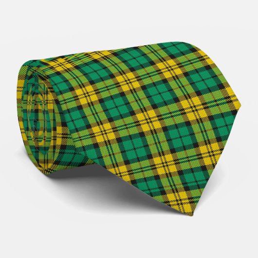 Geel Groen Blackwatch Campbell Tartan Plaid Stropdas (Opgerold)
