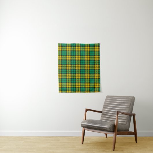 Geel Groen Blackwatch Campbell Tartan Plaid Wandkleed (In situ)