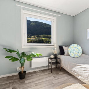 Geel groen blad patroon rond kussen