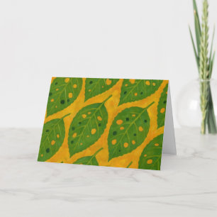 Geel & Groen Blad Patroon Waterverf Groet Kaart