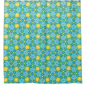 Geel groen blauw Abstract Douchegordijn (Voorkant)