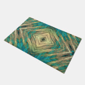 Geel groen blauw Blauwgroen Turquoise Blue Tribal  Deurmat (Schuin)