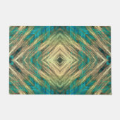 Geel groen blauw Blauwgroen Turquoise Blue Tribal  Deurmat (Voorkant)
