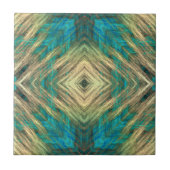 Geel Groen Blauw Blauwgroen Turquoise Etnische Tri Tegeltje (Voorkant)