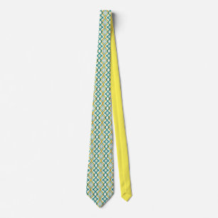 Geel Groen Blauw en Paarse Geometrisch Patroon Stropdas