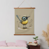 Geel Groen Blauw en Zwart Abstract Mad Bird Hangend Wandkleed (Slaapkamer)