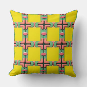 Geel Groen Blauw Geruit Geometrisch Patroon Kussen