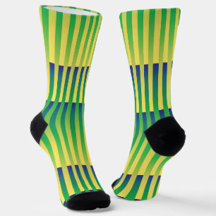 Geel Groen Blauw Gestreept Patroon Sokken