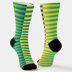 Geel groen blauw gestreept patroon sokken