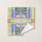 Geel Groen Blauw Paars Geometrisch Bad Handdoek (Wasdoekje)