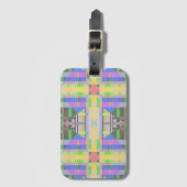 Geel Groen Blauw Paars Geometrisch Bagagelabel (Voorkant (verticaal))