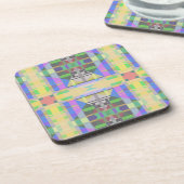 Geel Groen Blauw Paars Geometrisch Bier Onderzetter (Linkerzijde)