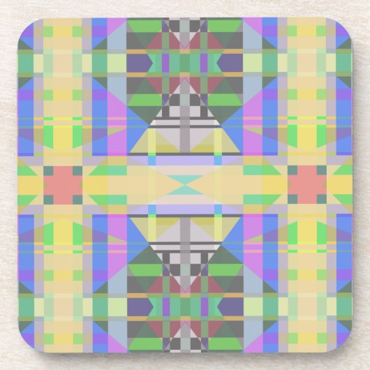 Geel Groen Blauw Paars Geometrisch Bier Onderzetter (Voorkant)