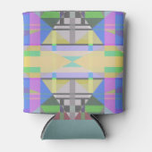 Geel Groen Blauw Paars Geometrisch Blikjeskoeler (Voorkant)