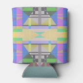 Geel Groen Blauw Paars Geometrisch Blikjeskoeler (Achterkant)