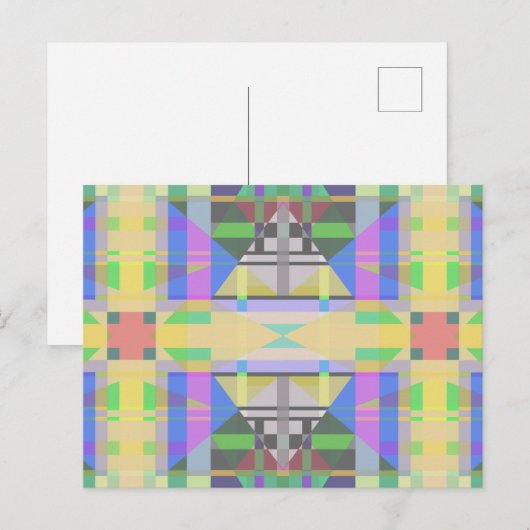 Geel Groen Blauw Paars Geometrisch Briefkaart (Voorkant / Achterkant)