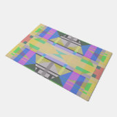 Geel Groen Blauw Paars Geometrisch Deurmat (Schuin)