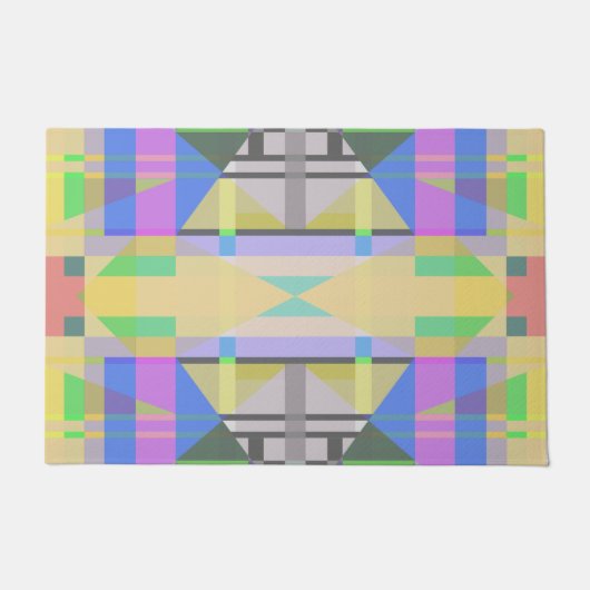 Geel Groen Blauw Paars Geometrisch Deurmat (Voorkant)