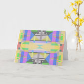 Geel Groen Blauw Paars Geometrisch Kaart (Gele Bloem)