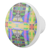 Geel Groen Blauw Paars Geometrisch Keramische Knop (Rechts)