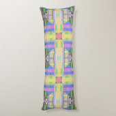 Geel Groen Blauw Paars Geometrisch Lichaamskussen (Achterkant (Verticaal))