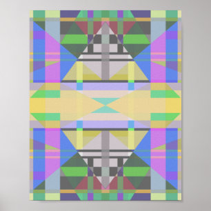 Geel Groen Blauw Paars Geometrisch Poster